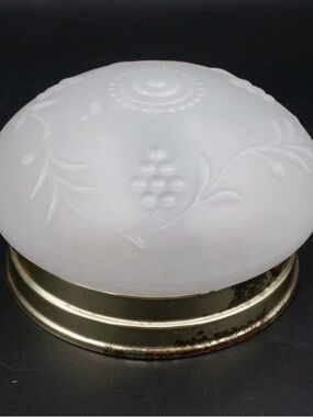Vtg Frosted Grape Vine Glass Shade Globe Ceiling Light Fixture Cover & Hardware